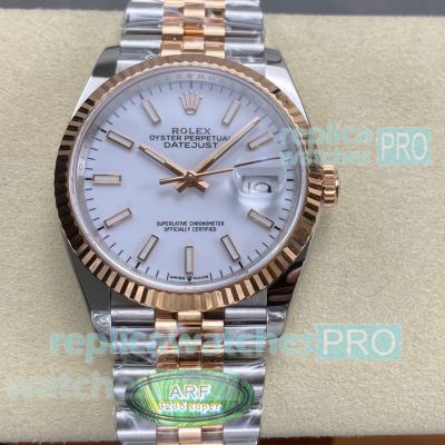 Super Copy Rolex Datejust II ARF 3235 White Dial Half Rose Gold Jubilee Watch 41mm 